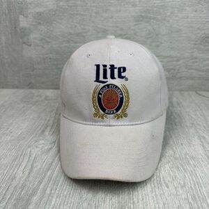Vintage Miller Lite Hat‎ Cap Snap Back White Alcohol Beer Drinking Crest Logo